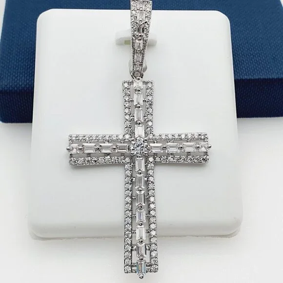 "925 Sterling Silver Plated CZ Pendant, INUS1BR190 - Picture 1 of 10